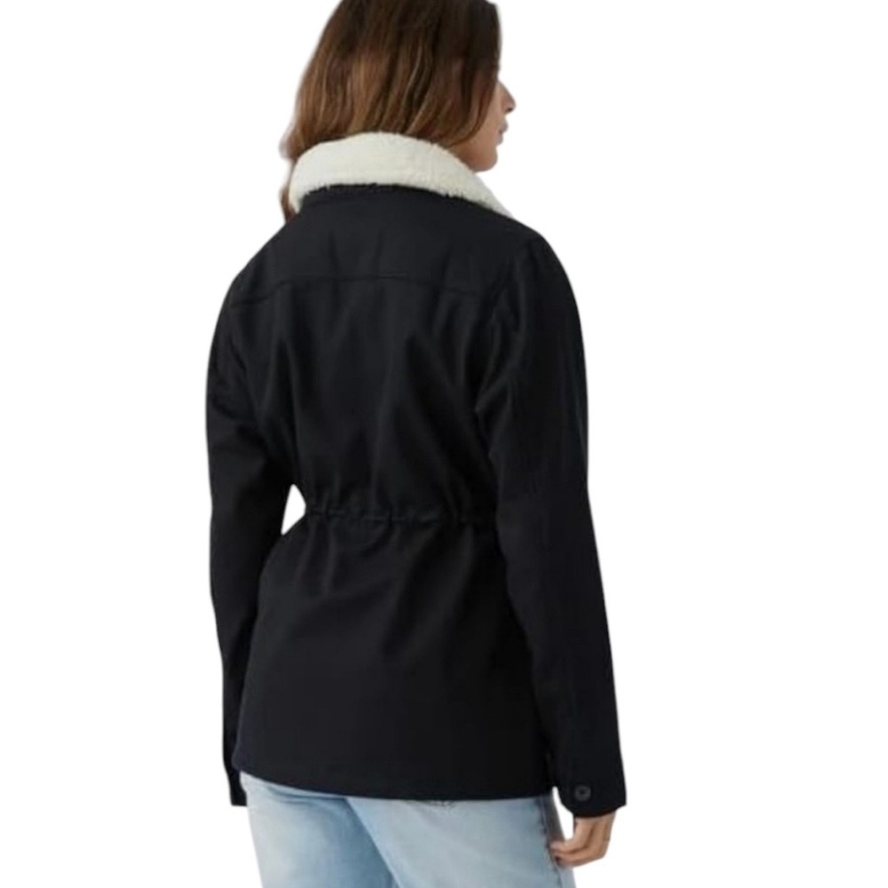 Hang Ten Black Utility Jacket with Cream Collar, Size LARGE - Picture 3 of 10